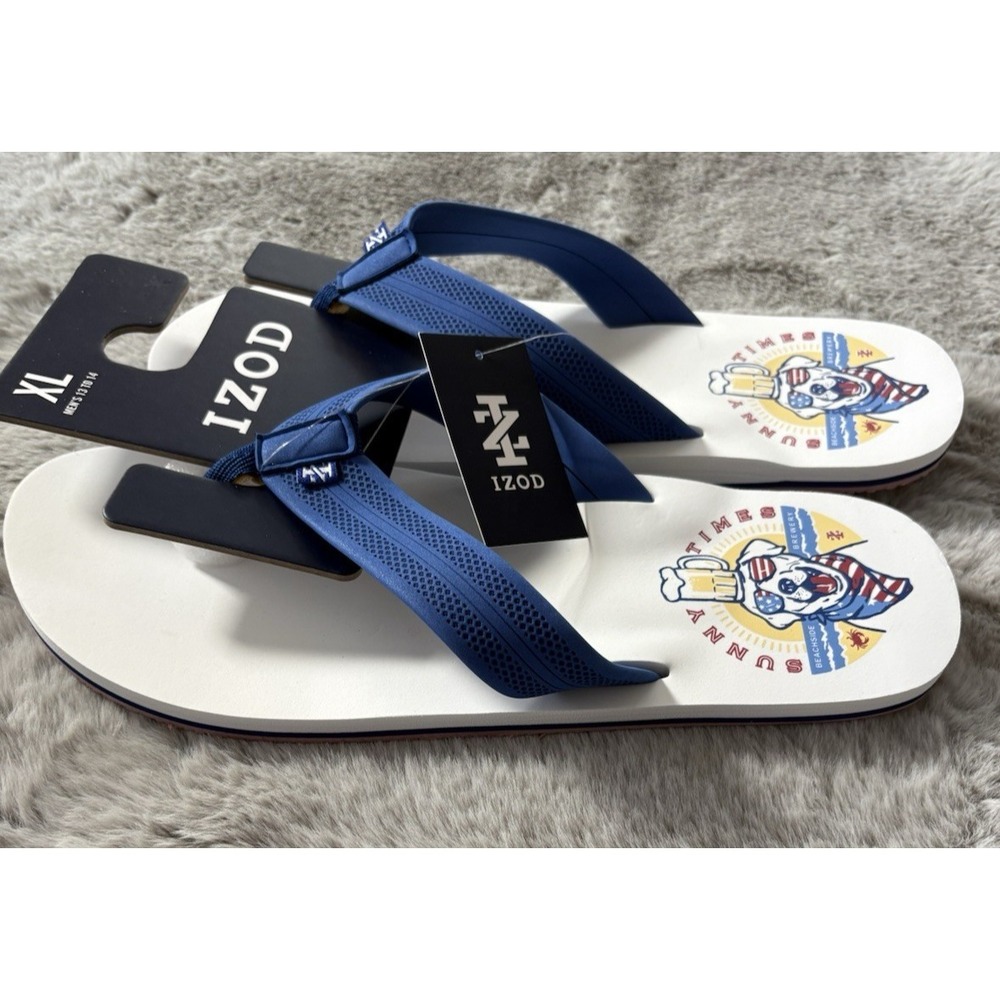 Izod flip flop beach pool shoes size XL 13-14 New